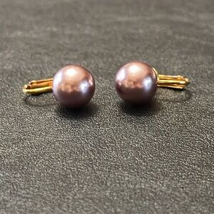 Lavender Pearl Ball Clip On Vintage Earrings